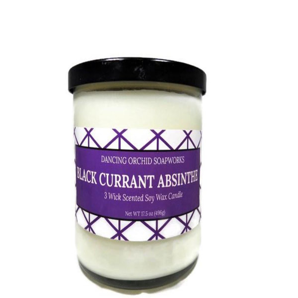 Dancing Orchid Soapworks Black Currant Absinthe Scented Jar Candle with